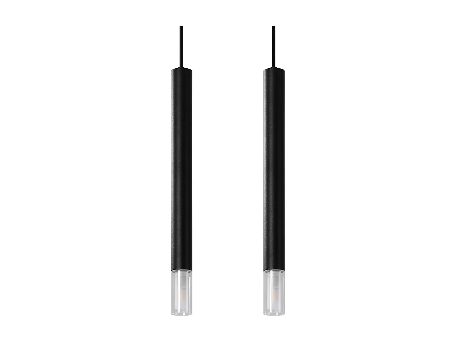 Lampy wiszące nowoczesny Eclim, stal/szkło - 2 źródło światła 4000K - L.30 x H.120 cm - czarny