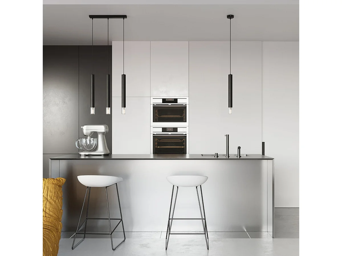 Lampy wiszące nowoczesny Eclim, stal/szkło - 2 źródło światła 4000K - L.30 x H.120 cm - czarny