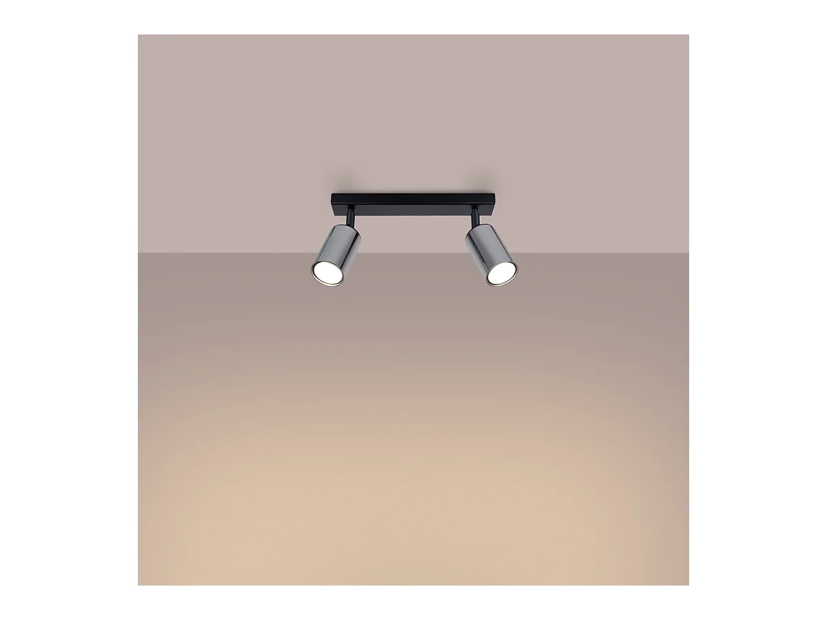 Luminárias de teto Glois moderno, aço - 2 fontes de luz 3000K - L.30 x H.18.5 cm - preto/cromado