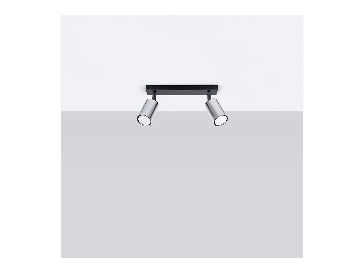 Luminárias de teto Glois moderno, aço - 2 fontes de luz 3000K - L.30 x H.18.5 cm - preto/cromado