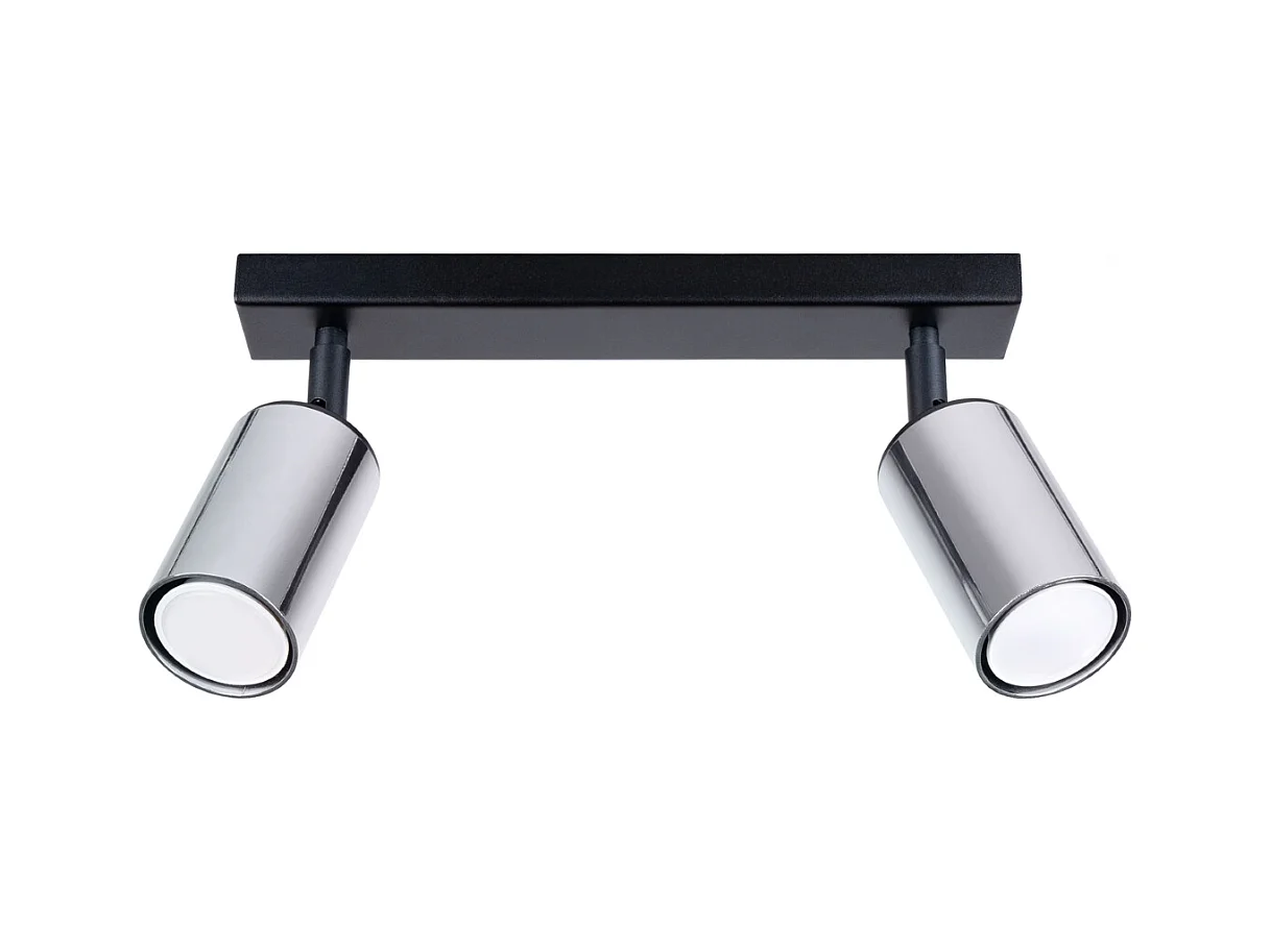 Luminárias de teto Glois moderno, aço - 2 fontes de luz 3000K - L.30 x H.18.5 cm - preto/cromado