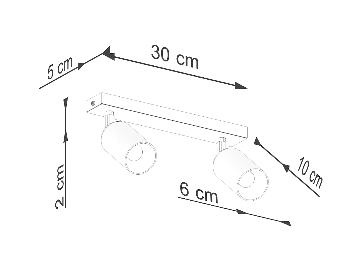 Luminárias de teto Glois moderno, aço - 2 fontes de luz 3000K - L.30 x H.18.5 cm - preto/cromado