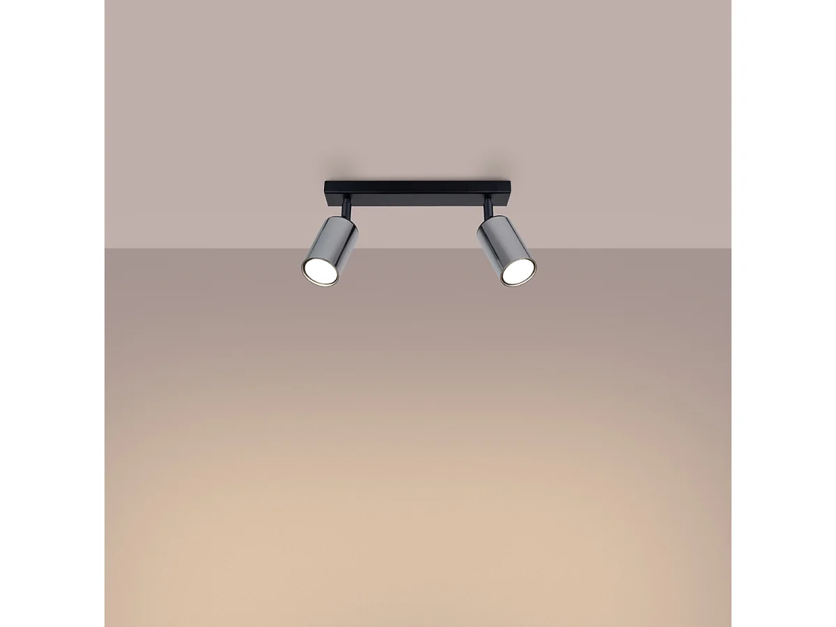 Luminárias de teto Glois moderno, aço - 2 fontes de luz 3000K - L.30 x H.18.5 cm - preto/cromado