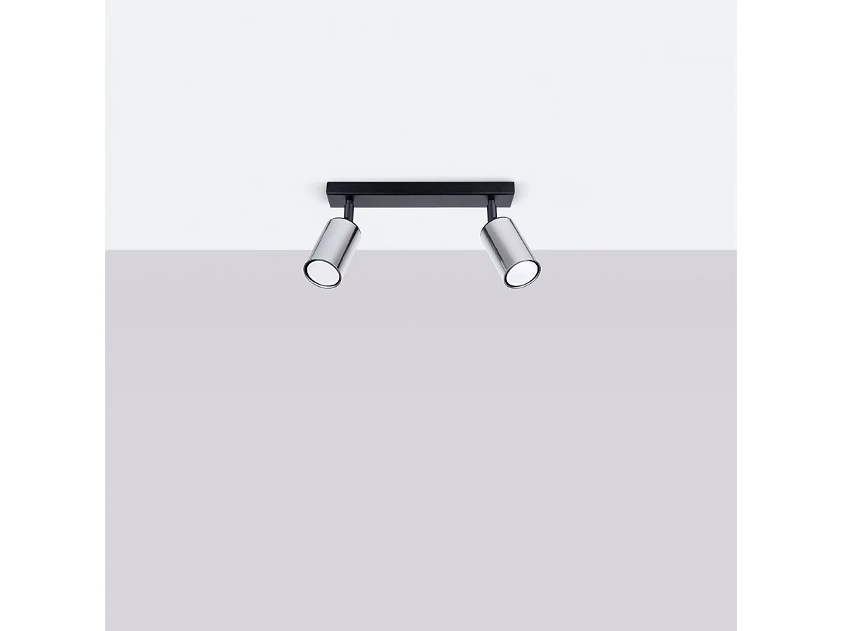 Luminárias de teto Glois moderno, aço - 2 fontes de luz 3000K - L.30 x H.18.5 cm - preto/cromado