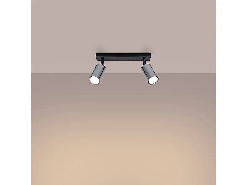 Lustre Glois moderne en acier - 2 sources lumineuses 3000K - L.30 x H.18,5 cm - noir/chromé