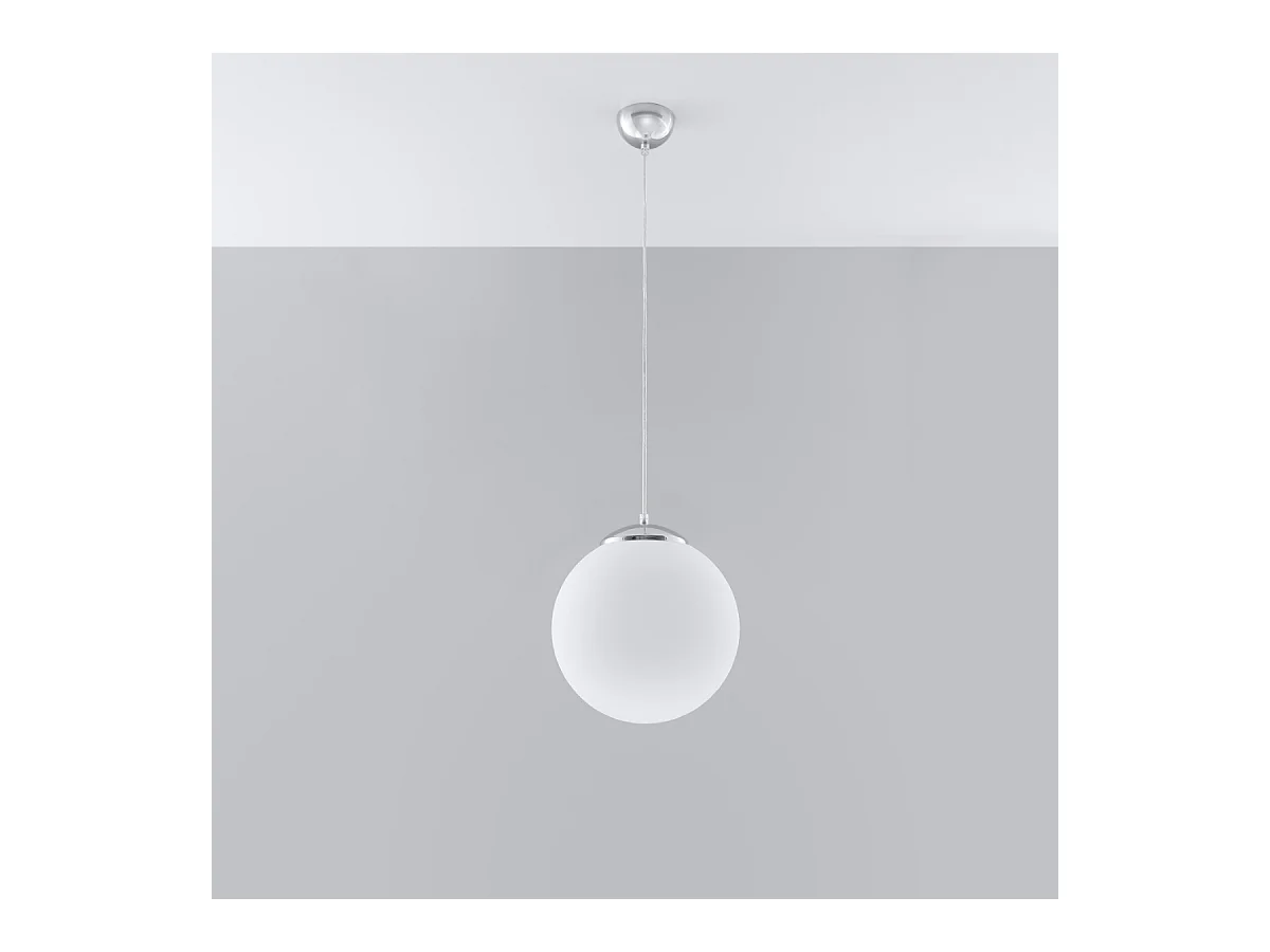 Lampy wiszące minimalistyczny Stera, stal/szkło - 1 źródło światła 4000K - L.30 x H.120 cm - biały/chrom