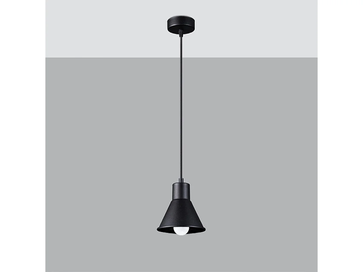 Lampes suspendues Faldura moderne en acier - 1 sources lumineuses 4000K - L.14 x H.120 cm - noir