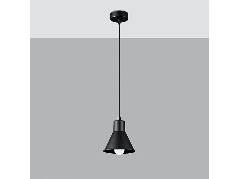 Lampes suspendues Faldura moderne en acier - 1 sources lumineuses 4000K - L.14 x H.120 cm - noir