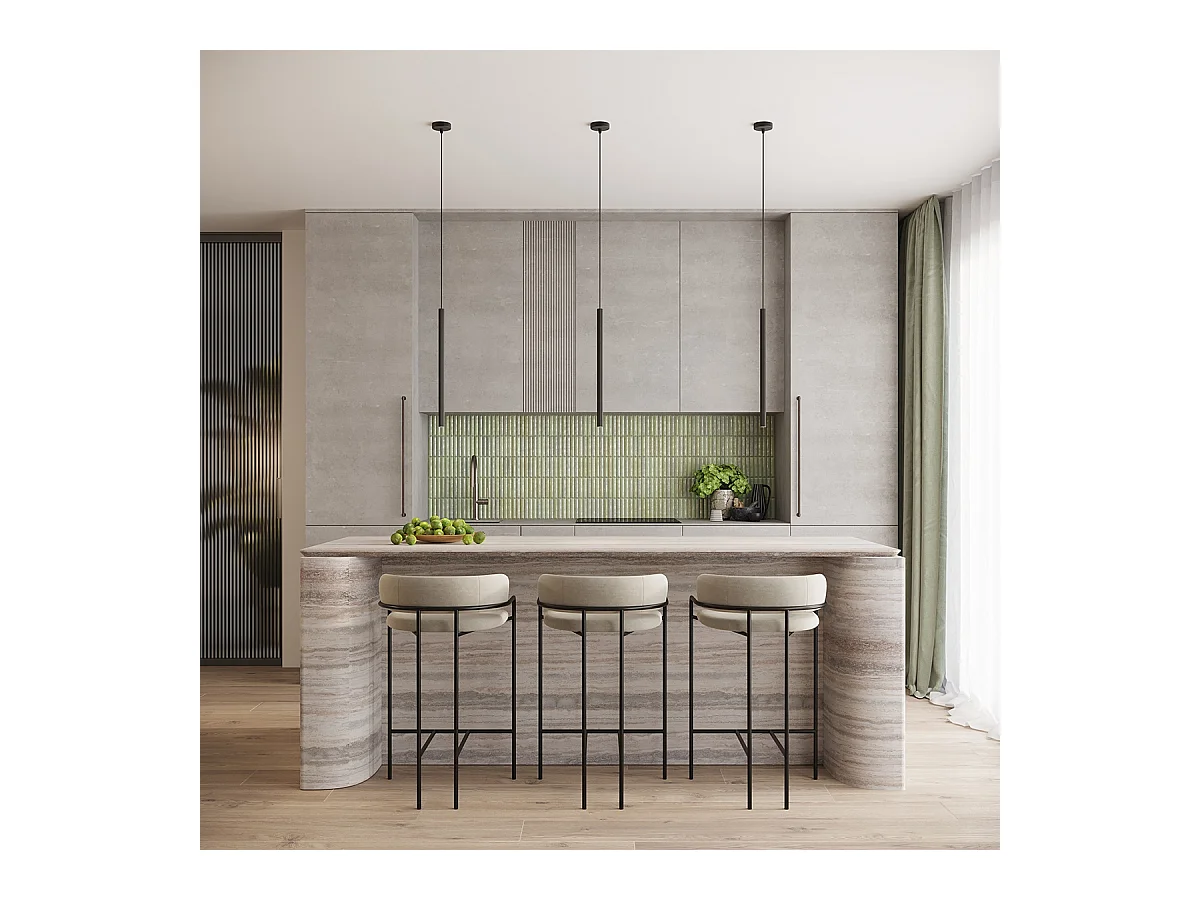 Pendentif Elara moderne en acier - 3 sources lumineuses 4000K - L.20 x H.120 cm - noir