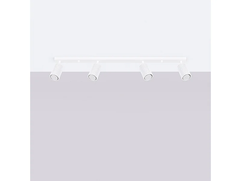 Plafonnier Gloow minimaliste en aluminium - 4 sources lumineuses 4000K - L.81 x H.16,5 cm - blanc