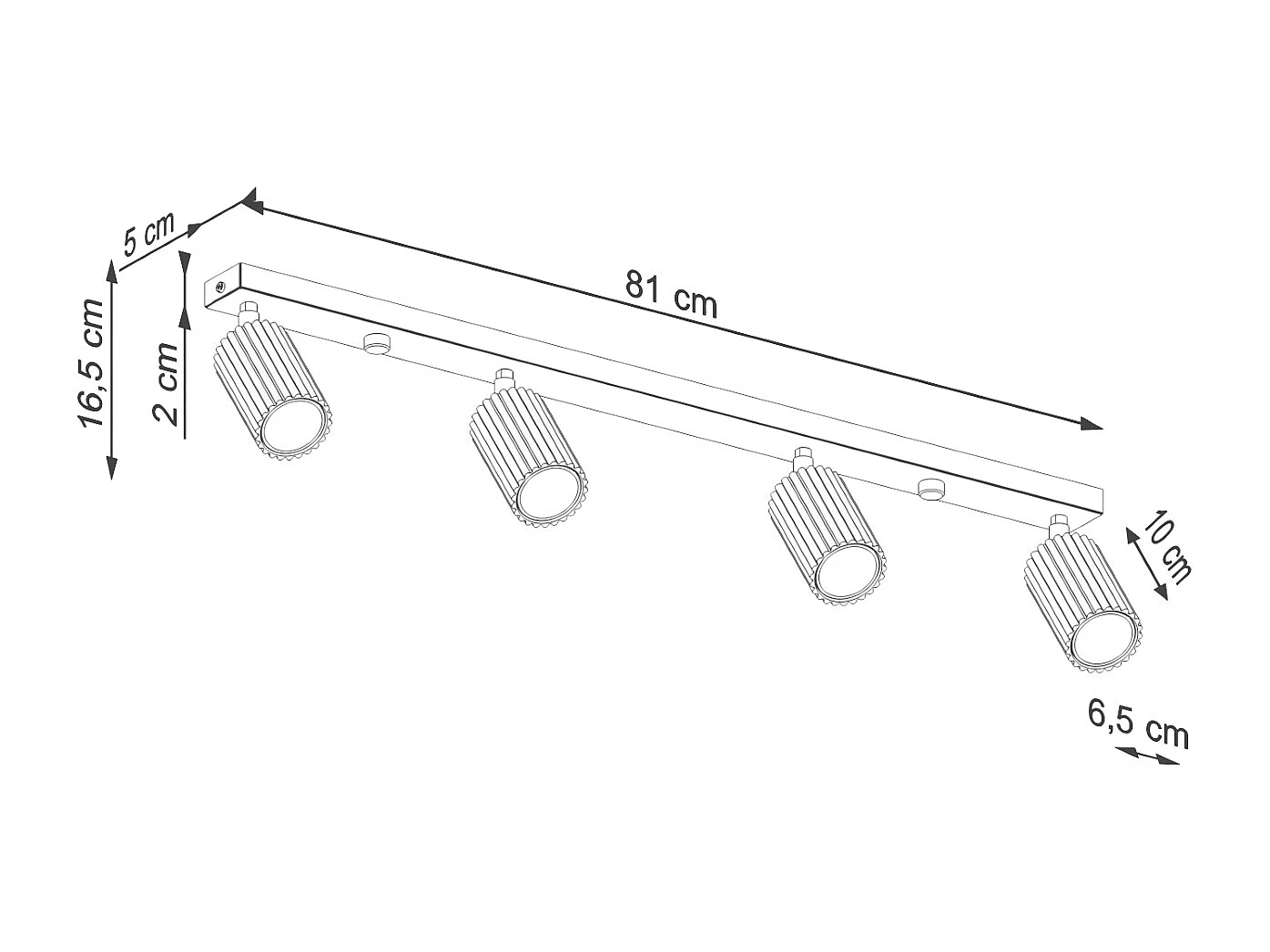 Plafonnier Gloow minimaliste en aluminium - 4 sources lumineuses 4000K - L.81 x H.16,5 cm - blanc