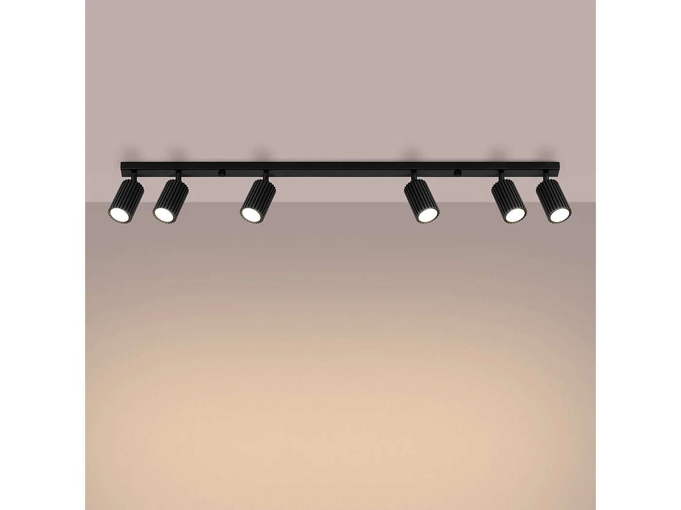 Plafondlamp Gloow minimalistisch van  - 6 lichtbronnen 3000K - L.117 x H.16,5 cm - zwart