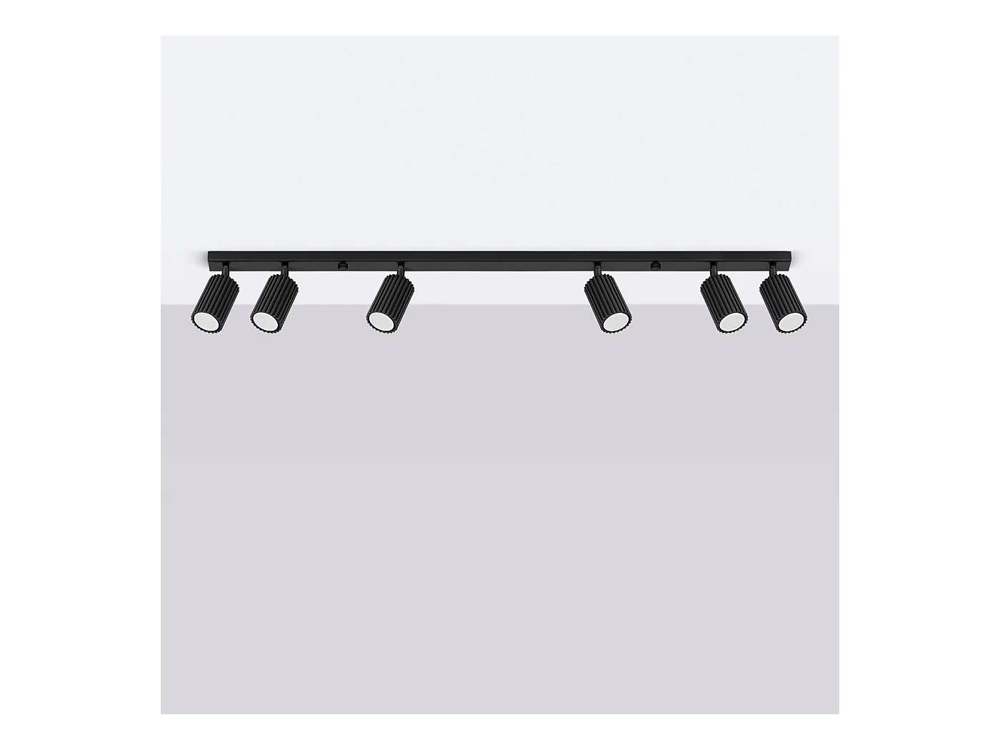 Plafondlamp Gloow minimalistisch van  - 6 lichtbronnen 3000K - L.117 x H.16,5 cm - zwart