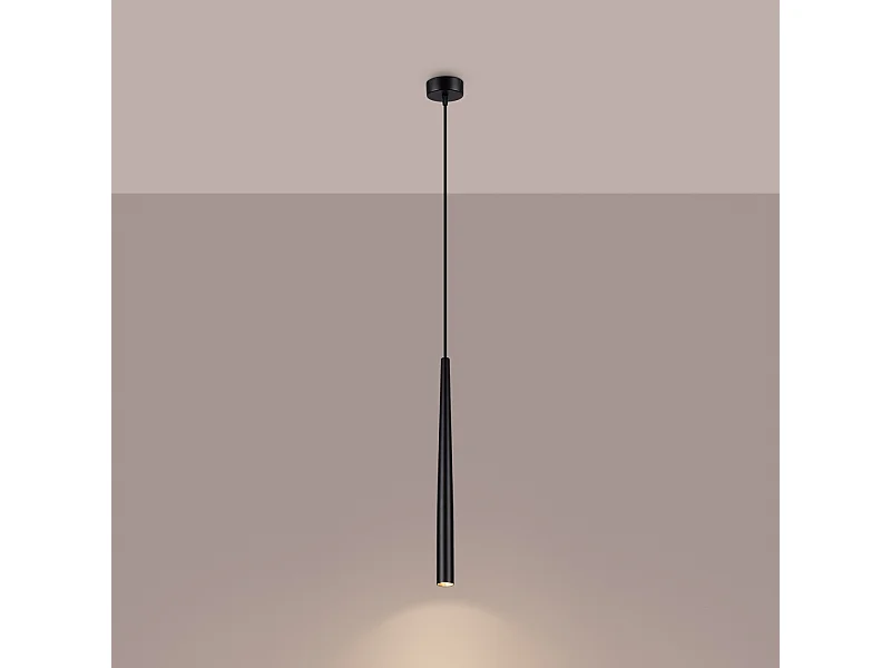 Lampa wisząca nowoczesny Euphora, stal - 1 źródło światła 3000K - L.8 x H.118 cm - czarny