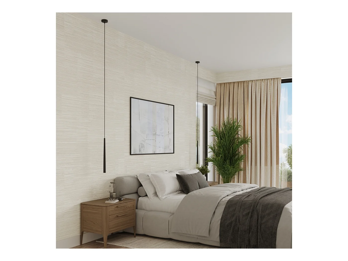 Lampa wisząca nowoczesny Euphora, stal - 1 źródło światła 3000K - L.8 x H.118 cm - czarny