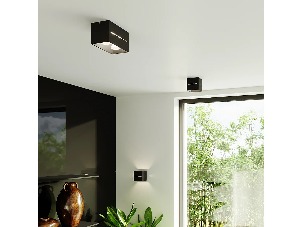 Plafonniers Zorbo maxi moderne en aluminium - 2 sources lumineuses 4000K - L.20 x H.10 cm - noir