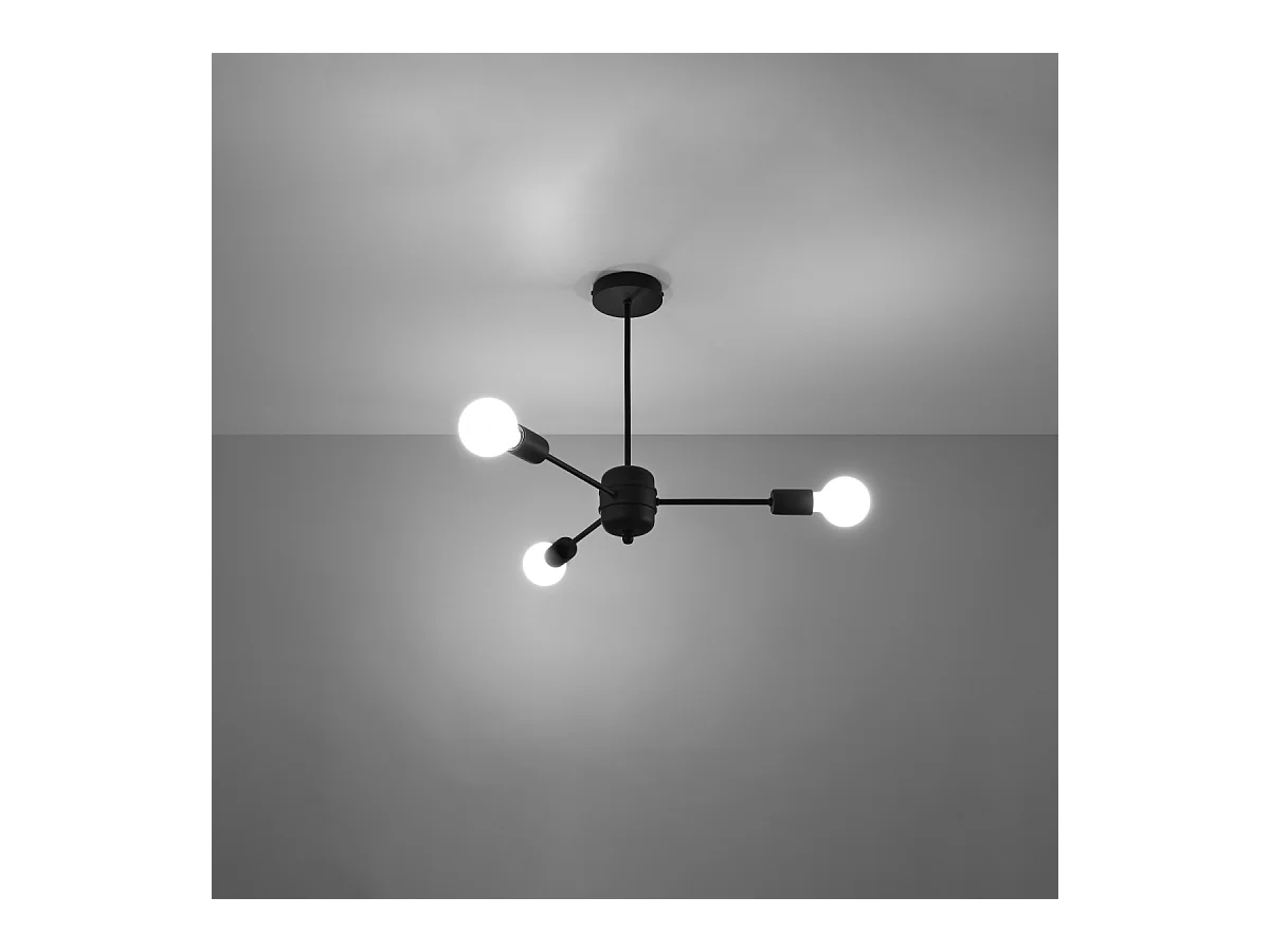 Lustres Lingoro moderne en acier - 3 sources lumineuses 3000K - L.61 x H.46 cm - noir