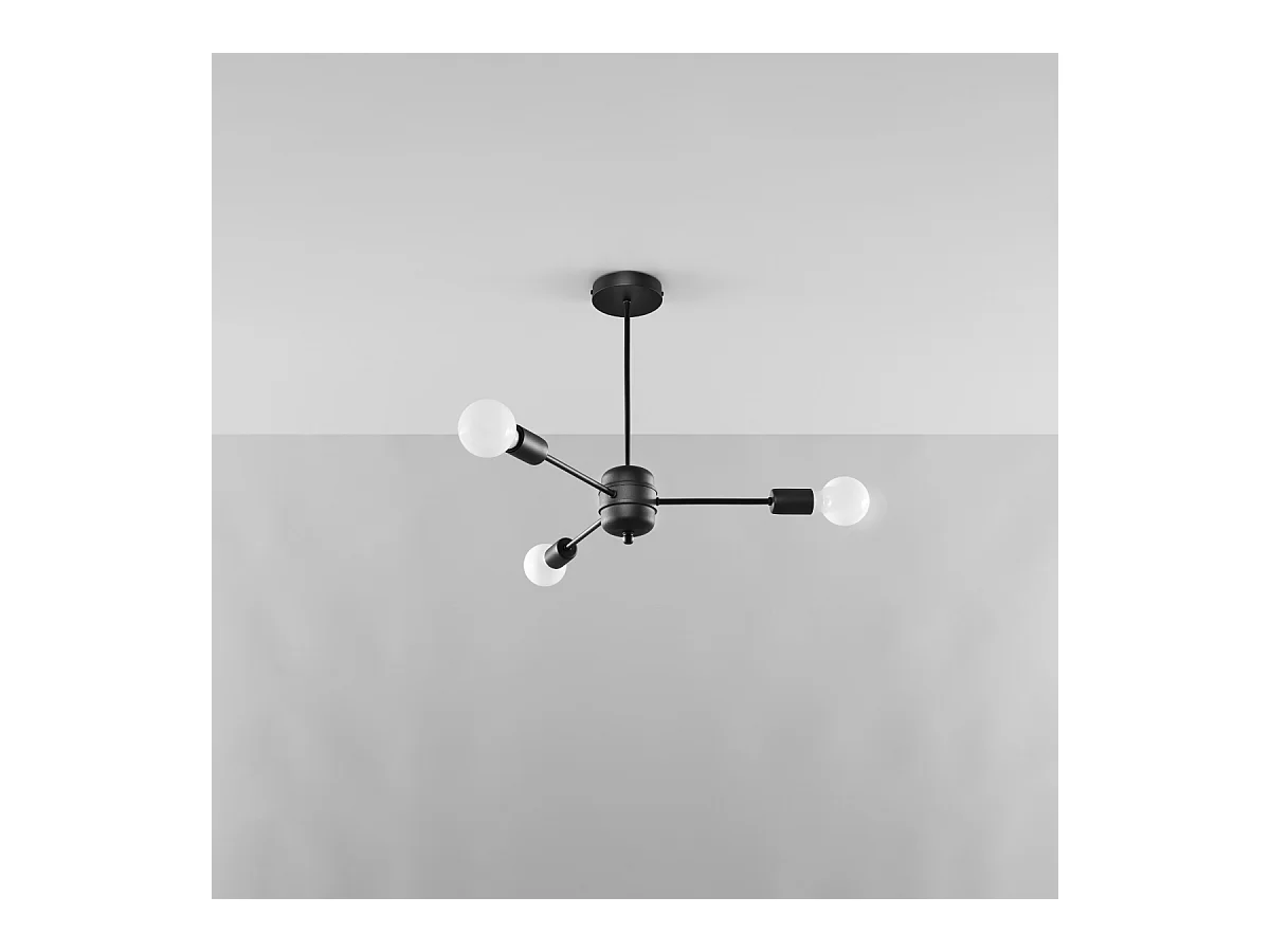 Lustres Lingoro moderne en acier - 3 sources lumineuses 3000K - L.61 x H.46 cm - noir