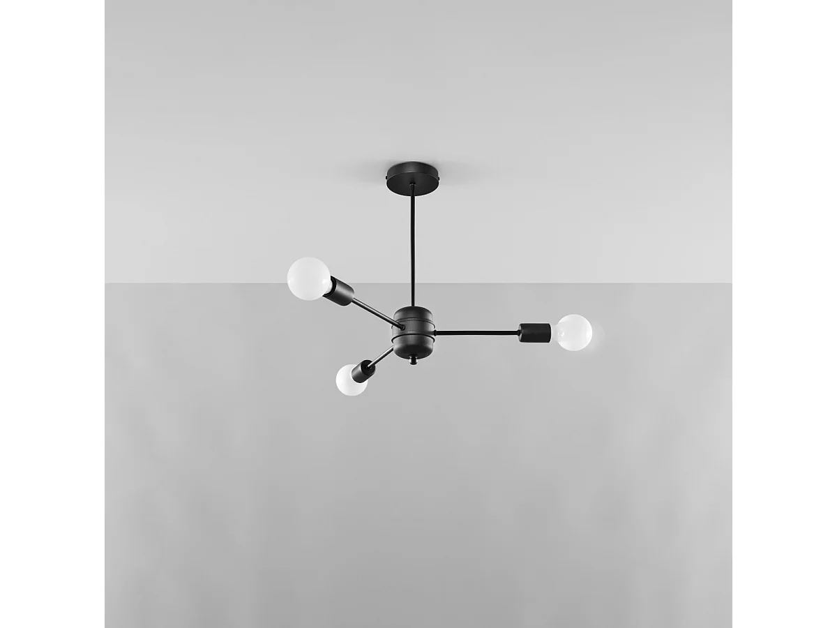 Lustres Lingoro moderne en acier - 3 sources lumineuses 3000K - L.61 x H.46 cm - noir