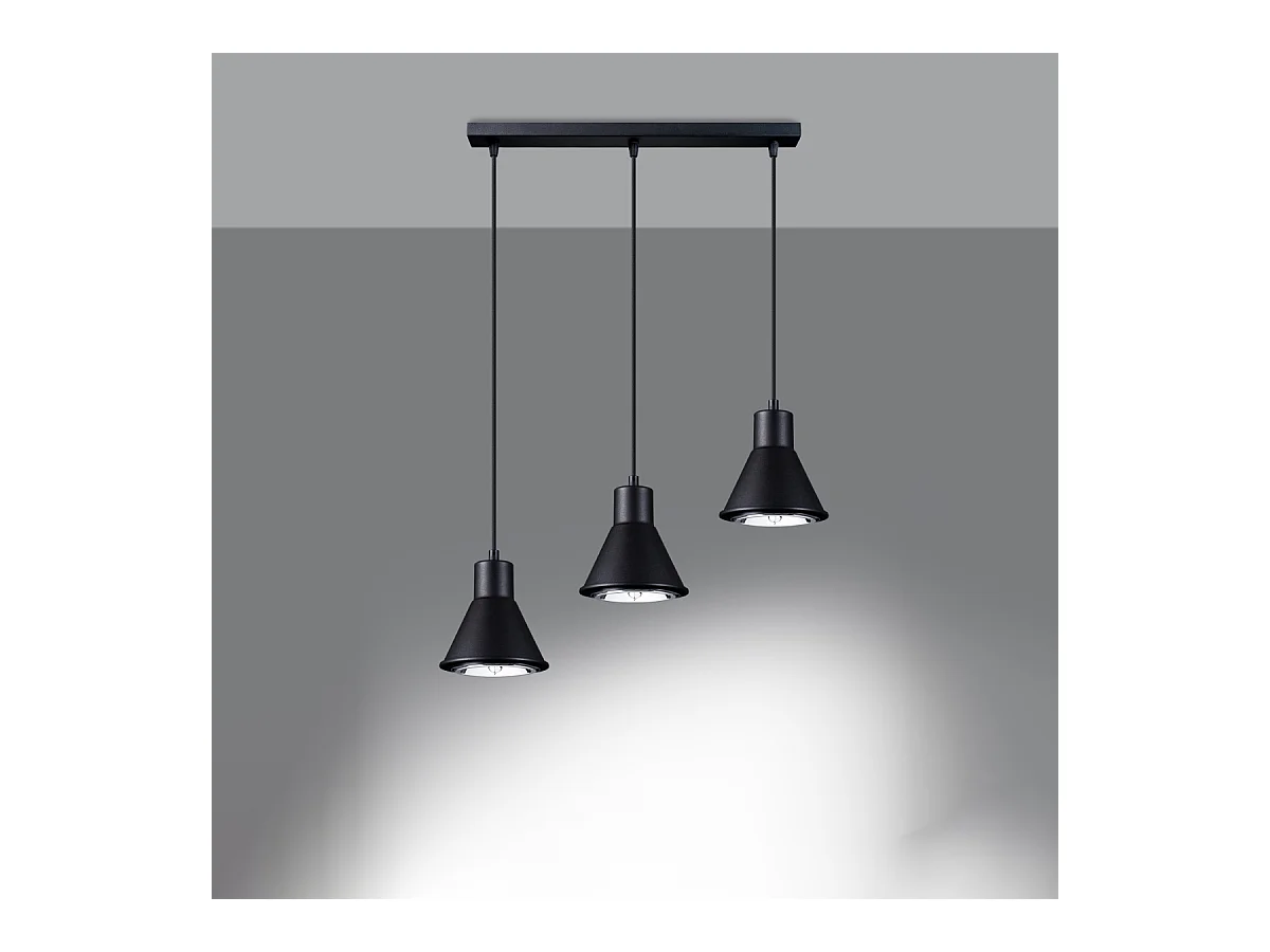 Hanglampen Zylata modern van  - 3 lichtbronnen 4000K - L.45 x H.120 cm - zwart