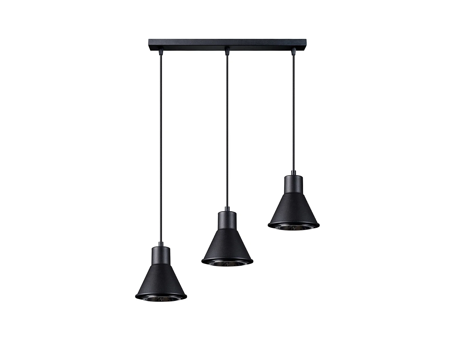Hanglampen Zylata modern van  - 3 lichtbronnen 4000K - L.45 x H.120 cm - zwart