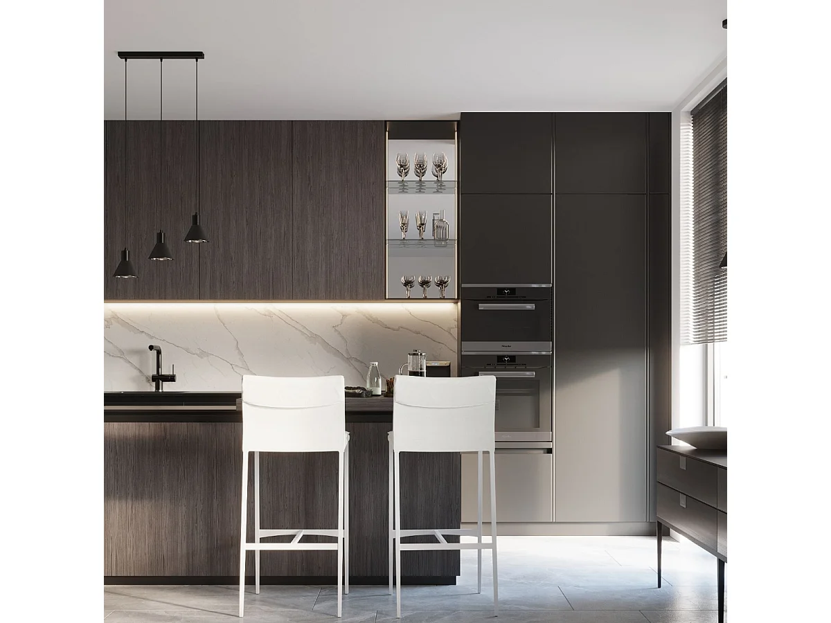 Lampes suspendues Zylata moderne en acier - 3 sources lumineuses 4000K - L.45 x H.120 cm - noir