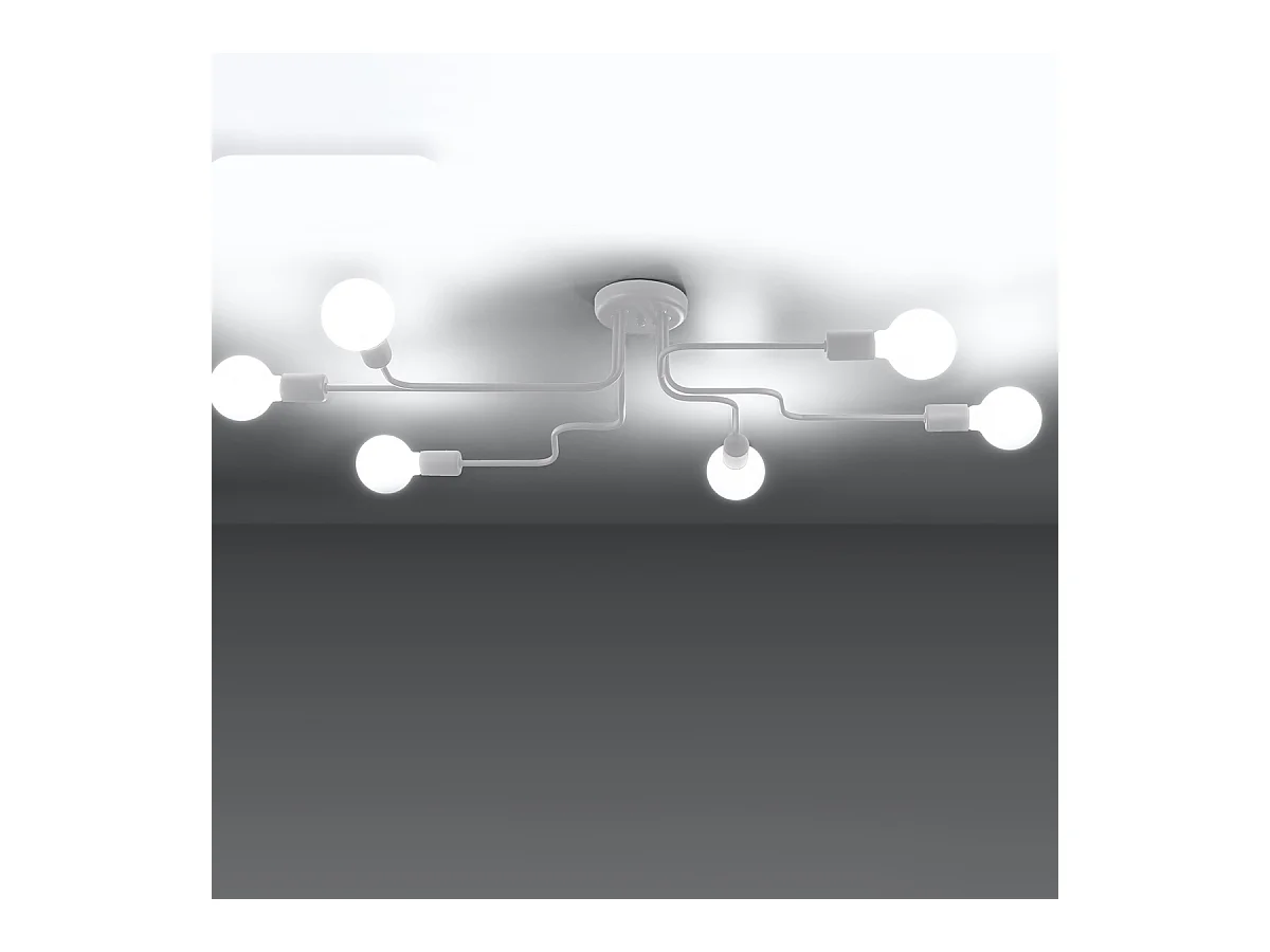 Plafonniers Infinix industriel en acier - 6 sources lumineuses 3000K - L.80 x H.15,5 cm - blanc