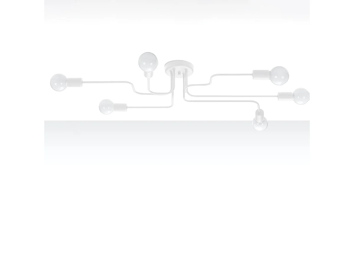 Plafonniers Infinix industriel en acier - 6 sources lumineuses 3000K - L.80 x H.15,5 cm - blanc