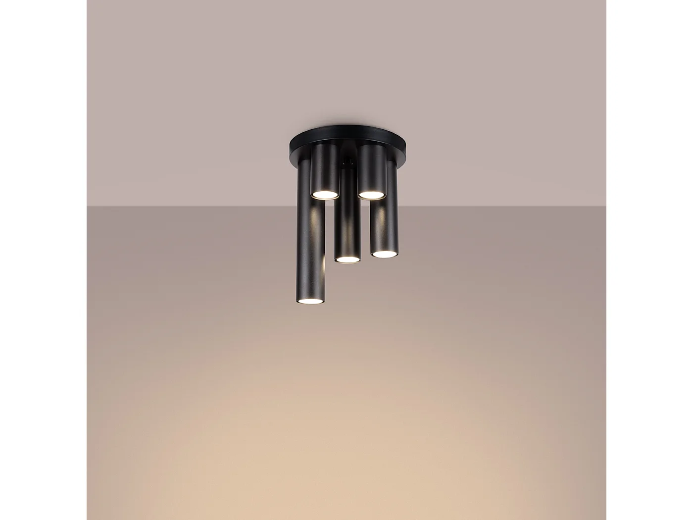 Plafonnier Toris moderne en acier - 5 sources lumineuses 4000K - L.25 x H.33 cm - noir