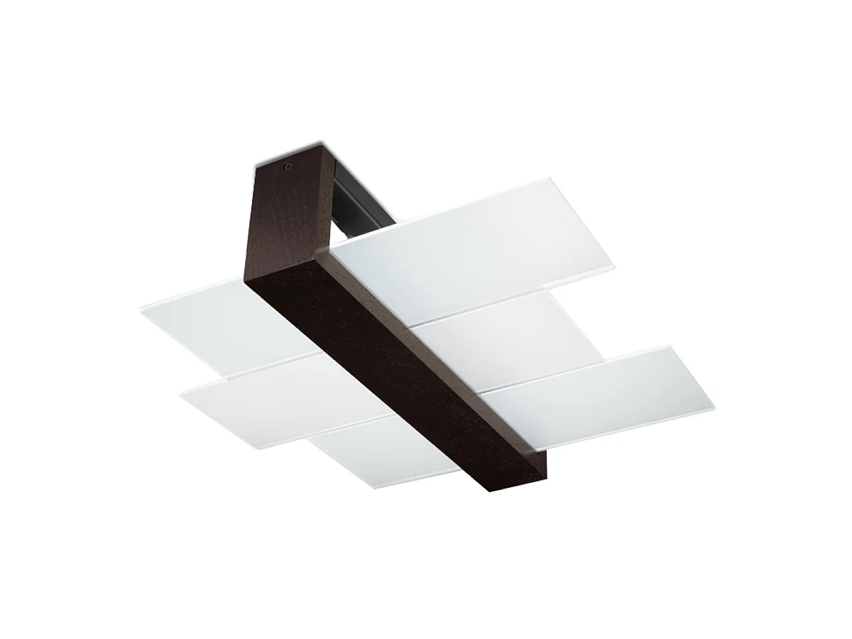 Plafonniers Ignis scandinave en bois/verre - 2 sources lumineuses 4000K - L.43 x H.12 cm - wengé