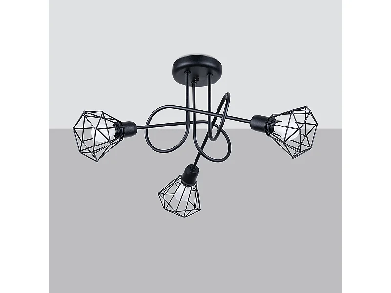 Kroonluchters Lunova modern van  - 3 lichtbronnen 4000K - L.48 x H.28,5 cm - zwart