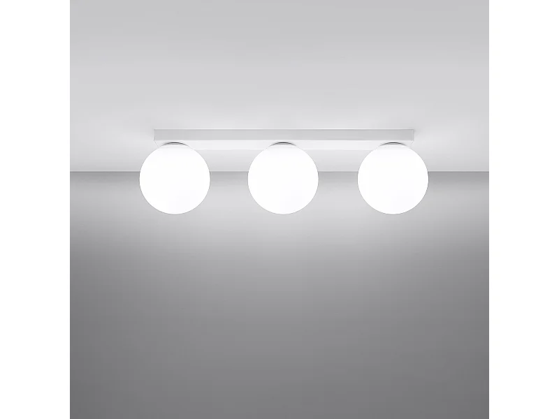 Plafonniers Zynfi moderne en acier/verre - 3 sources lumineuses 3000K - L.50 x H.14,5 cm - blanc