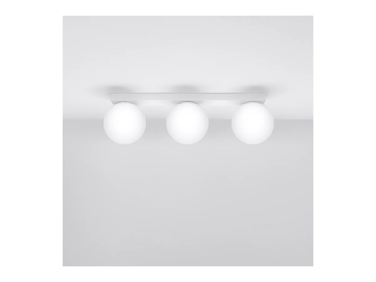 Plafonniers Zynfi moderne en acier/verre - 3 sources lumineuses 3000K - L.50 x H.14,5 cm - blanc