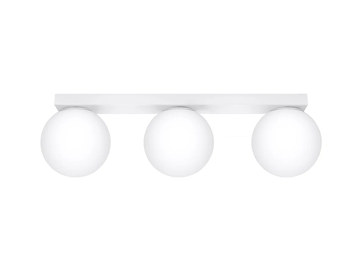 Plafonniers Zynfi moderne en acier/verre - 3 sources lumineuses 3000K - L.50 x H.14,5 cm - blanc