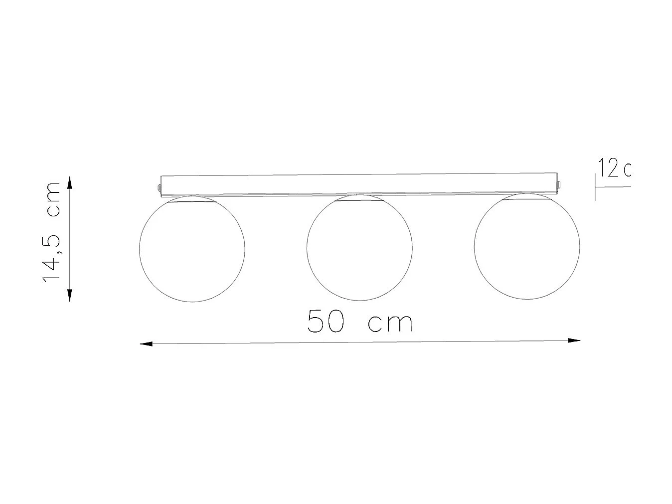 Plafonniers Zynfi moderne en acier/verre - 3 sources lumineuses 3000K - L.50 x H.14,5 cm - blanc
