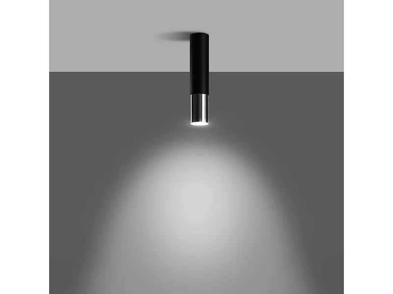 Plafony nowoczesny Zarpex, stal - 1 źródło światła 3000K - L.6 x H.29 cm - czarny/chrom
