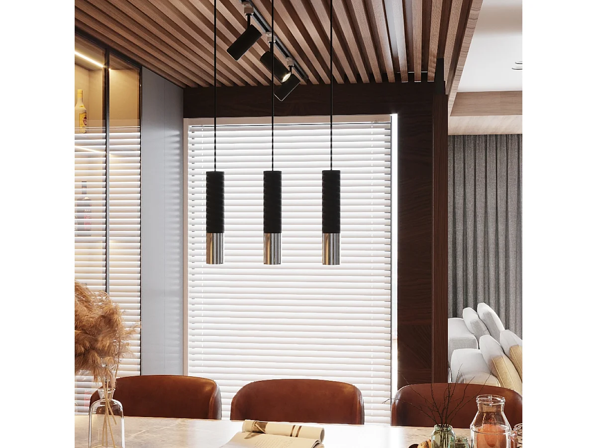 Luminárias de teto Zarpex moderno, aço - 1 fontes de luz 3000K - L.6 x H.29 cm - preto/cromado