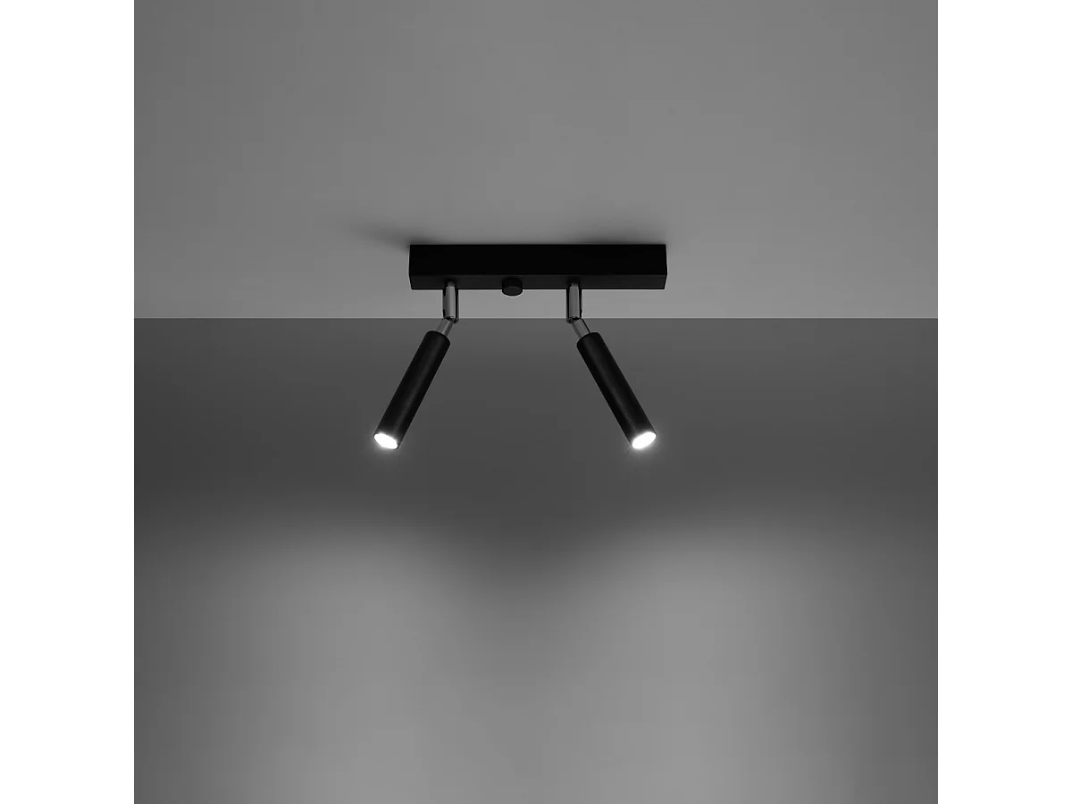 Luminárias de teto Astix moderno, alumínio - 2 fontes de luz 4000K - L.25 x H.20 cm - preto