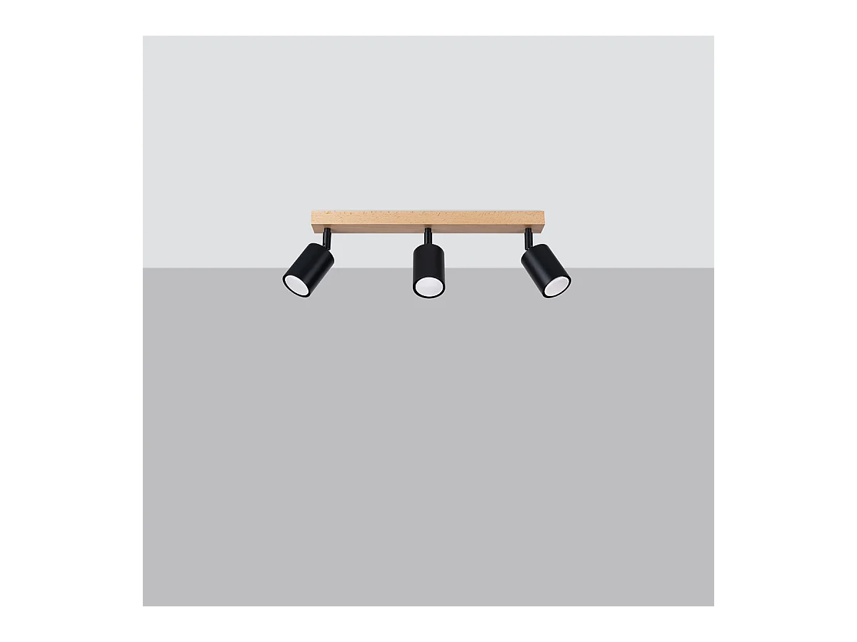 Deckenlampen Flare modern aus  Stahl/Holz - 3 lichtquellen 3000K - L.61 x H. cm - schwarzes Holz