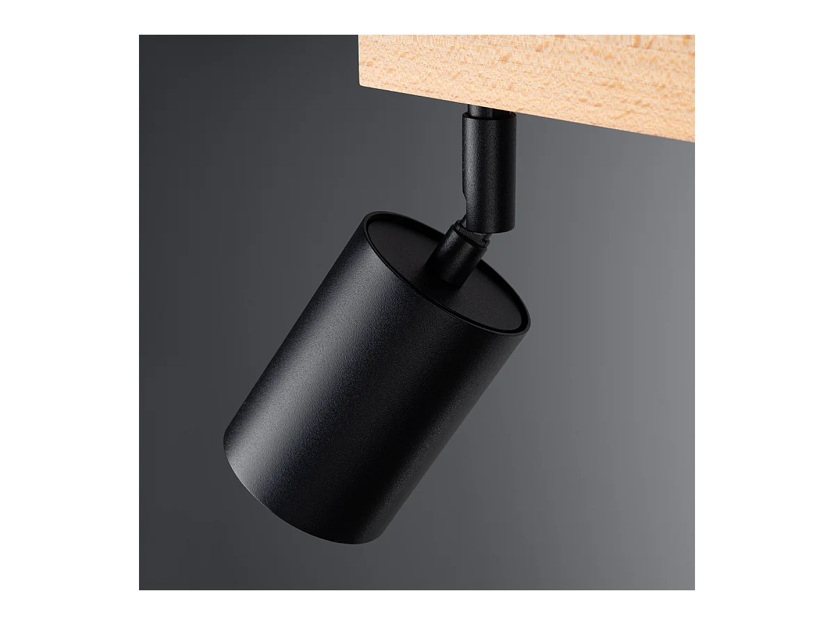 Deckenlampen Flare modern aus  Stahl/Holz - 3 lichtquellen 3000K - L.61 x H. cm - schwarzes Holz