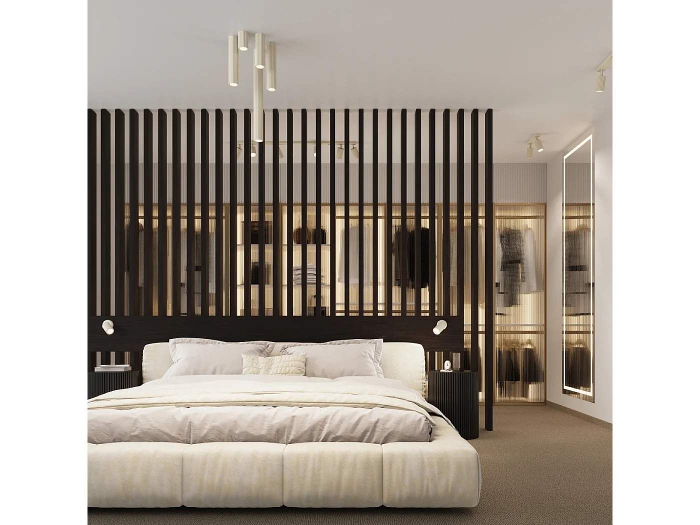 Plafonnier Gloow minimaliste en aluminium - 1 sources lumineuses 3000K - L.6,5 x H.60 cm - beige