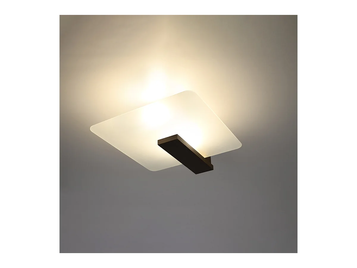 Plafonniers Nappo scandinave en bois/verre - 2 sources lumineuses 4000K - L.40 x H.47,5 cm - wengé