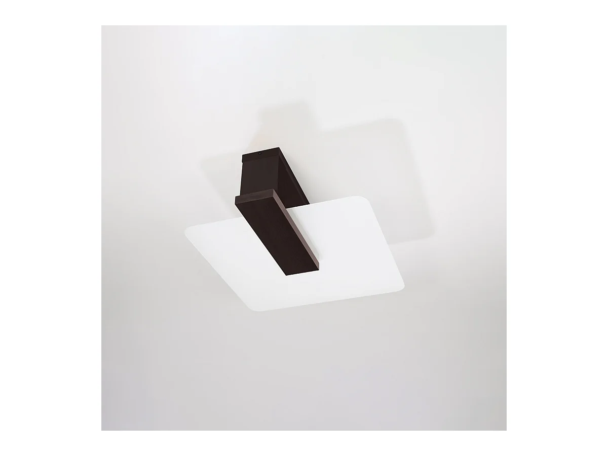 Plafonniers Nappo scandinave en bois/verre - 2 sources lumineuses 4000K - L.40 x H.47,5 cm - wengé