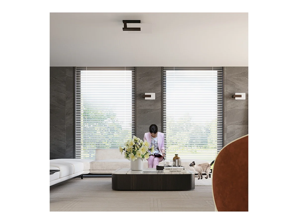 Plafonniers Nappo scandinave en bois/verre - 2 sources lumineuses 4000K - L.40 x H.47,5 cm - wengé