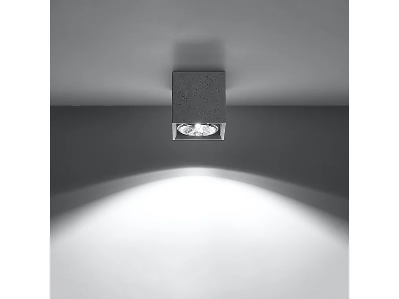 Plafonniers Solvex industriel en béton - 1 sources lumineuses 3000K - L.14 x H.14 cm - gris