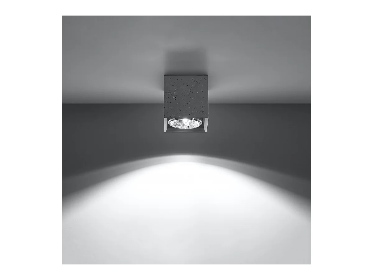 Plafonniers Solvex industriel en béton - 1 sources lumineuses 3000K - L.14 x H.14 cm - gris