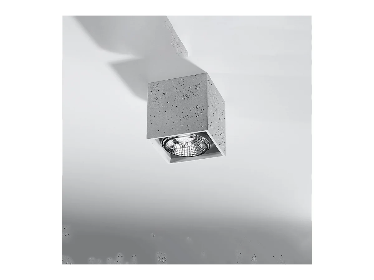 Plafonniers Solvex industriel en béton - 1 sources lumineuses 3000K - L.14 x H.14 cm - gris