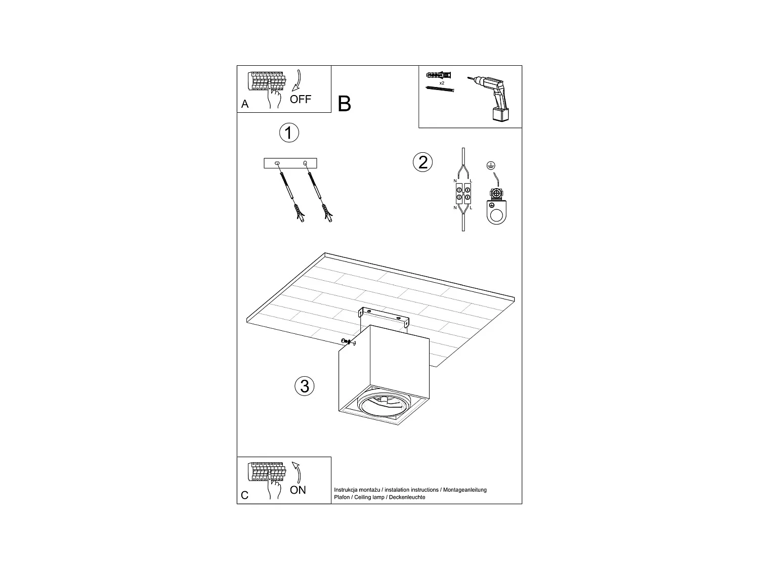 Plafonniers Solvex industriel en béton - 1 sources lumineuses 3000K - L.14 x H.14 cm - gris