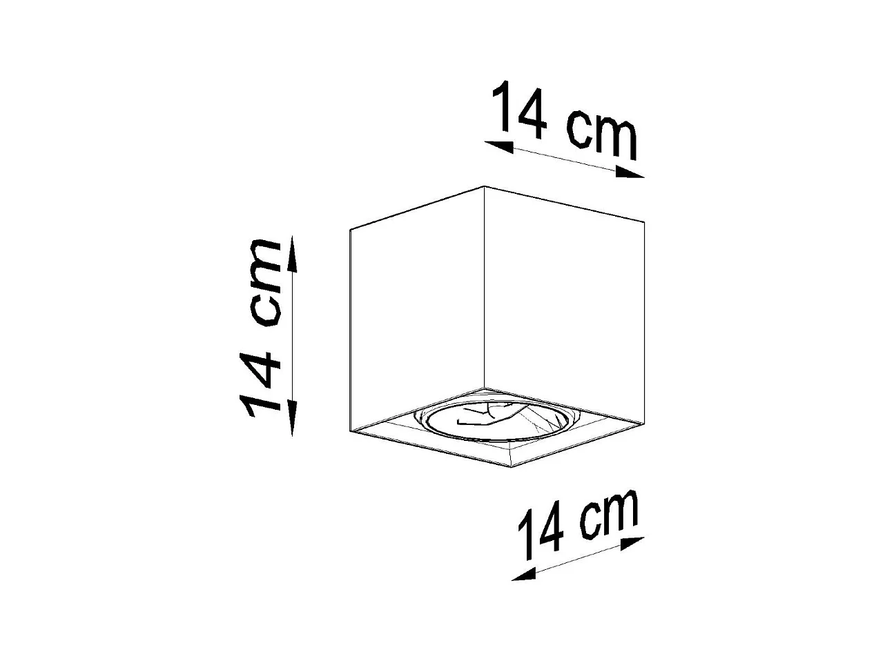 Plafonniers Solvex industriel en béton - 1 sources lumineuses 3000K - L.14 x H.14 cm - gris
