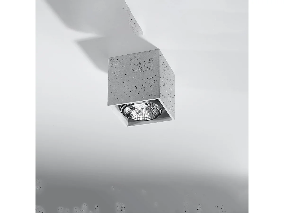 Plafonniers Solvex industriel en béton - 1 sources lumineuses 3000K - L.14 x H.14 cm - gris